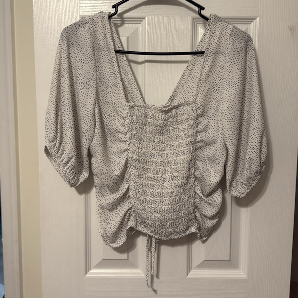 White Ruched Women's Top - Picture 2 of 2